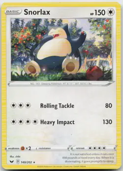 Snorlax 140/202 Rare Sword & Shield Pokemon Near Mint - Image 1