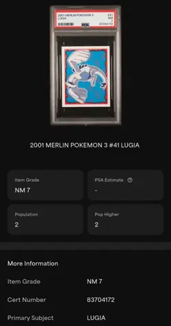 PSA 7 2001 Pokemon Merlin 3 Lugia #41 - Image 2