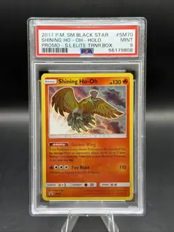 2017 POKEMON SM BLACK STAR PROMO #SM70 SHINING HO-OH-HOLO PSA 9 - Image 1