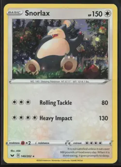 SNORLAX 140/202 RARE SWORD & SHIELD POKEMON COSMOS HOLO NM/M - Image 1