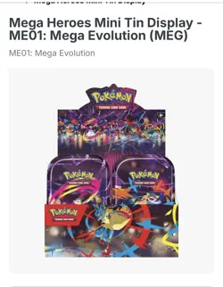 Pokemon TCG Mega Evolutions Heroes Mini Tin Display FACTORY SEALED - 10 tins - Image 1