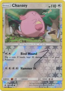 Chansey 101/145 Sun & Moon Guardians Rising REVERSE HOLO PERFECT MINT! Pokemon - Image 1