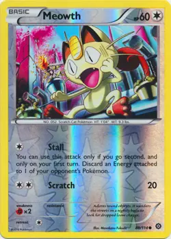 Meowth 88/114 XY Steam Siege REVERSE HOLO PERFECT MINT! Pokemon - Image 1