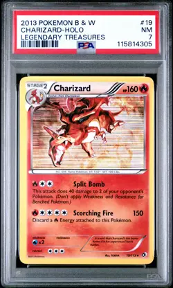 POKEMON LEGENDARY TREASURES CHARIZARD #19 HOLO PSA 7 NM #115814305 - Image 1