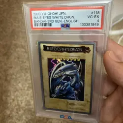 1999 YU-GI-OH! JPN BANDAI-3RD GENERATION ENGLISH BLUE-EYES WHITE DRAGON PSA 4 - Image 1