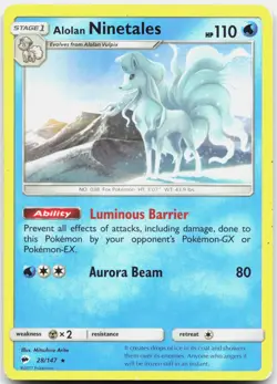 Alolan Ninetales Rare Burning Shadows 28/147 DMG Pokemon - Image 1