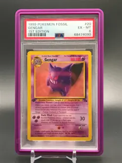 1999 POKEMON FOSSIL 1ST EDITION #20 GENGAR PSA 6 - Image 1