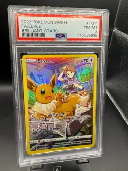 2022 POKEMON SWORD & SHIELD BRILLIANT STARS #TG11 FULL ART/EEVEE PSA 8 NM-MT - Image 1