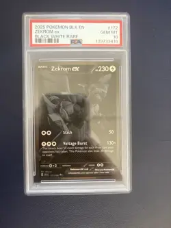 2025 POKEMON BLK EN-BLACK BOLT BLACK WHITE RARE #172 ZEKROM EX PSA 10 - Image 1