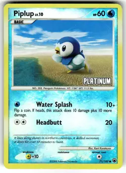 Piplup Majestic Dawn 71/100 Pokemon Reverse Holo Platinum Stamp See Pics - Image 1