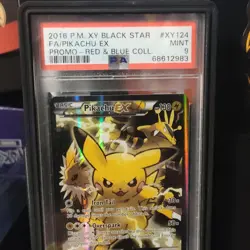 Pokemon Pikachu EX XY124 Full Art Promo Holo PSA 9 Red & Blue Collection - Image 1