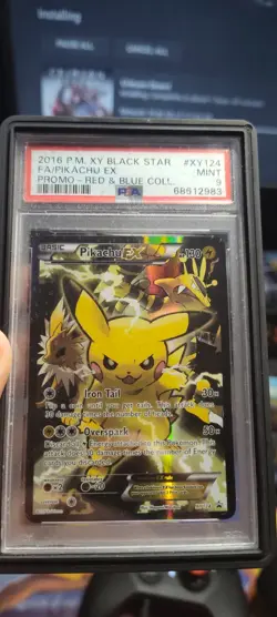 Pokemon Pikachu EX XY124 Full Art Promo Holo PSA 9 Red & Blue Collection - Image 3