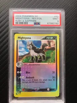 Pokemon Mightyena Reverse Holo Ex Ruby and Sapphire 42/109 PSA 9 MINT - Image 1