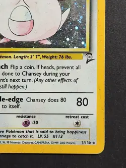 Pokemon Base Set 2 Chansey 3/130 Vintage Holo Rare - Image 4
