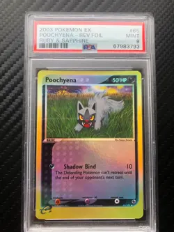 Pokemon Poochyena Reverse Holo Ex Ruby and Sapphire 65/109 PSA 9 MINT - Image 1