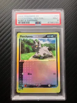 Pokemon Poochyena Reverse Holo Ex Ruby and Sapphire 63/109 PSA 9 MINT - Image 1