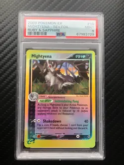 Pokemon Mightyena Reverse Holo Ex Ruby and Sapphire 10/109 PSA 9 MINT - Image 1