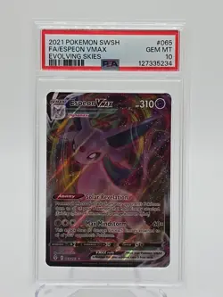 2021 Pokemon Espeon VMAX 065/203 Evolving Skies PSA 10 Gem Mint - Image 1