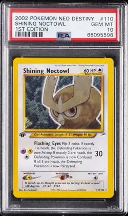 2002 POKEMON NEO DESTINY 1ST ED #110 SHINING NOCTOWL PSA 10 - Image 1