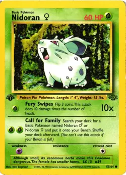 Pokemon TCG Nidoran Jungle 57/64 Regular 1st Edition Common MP/HP - Image 1