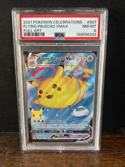 Pokemon TCG Flying Pikachu VMAX Holo Rare Card 007/025 Celebrations PSA 8 - Image 1