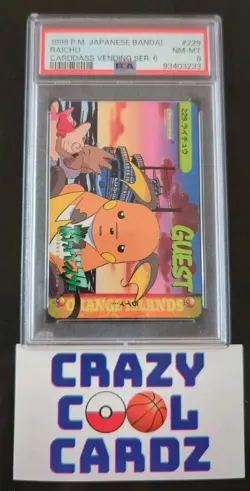 ⭐ Pokemon Raichu Japanese Bandai 1999 Carddass Vending Series 6 PSA 8 Card 229 - Image 1