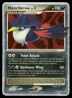 Pokemon Cards Honchkrow LV.X 132/132 Secret Wonders Holo Rare DMG *BEND* - Image 1