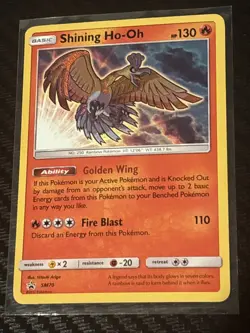 Pokemon TCG Shining Ho-Oh SM70 Black Star Promo Holo Card LP Condition - Image 1