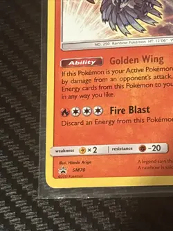 Pokemon TCG Shining Ho-Oh SM70 Black Star Promo Holo Card LP Condition - Image 3