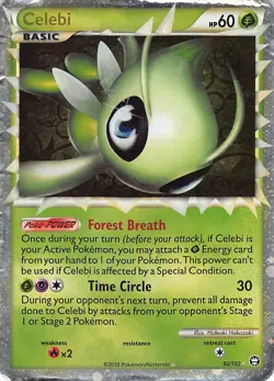 Celebi 92/102 Prime Rare HGSS Triumphant Pokemon Heavily Played - Image 1