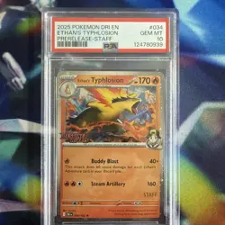 2025 POKEMON DRI EN-DESTINED RIVALS PRERELEASE-STAFF ETHAN'S TYPHLOSION PSA 10 - Image 1