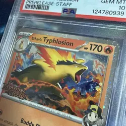 2025 POKEMON DRI EN-DESTINED RIVALS PRERELEASE-STAFF ETHAN'S TYPHLOSION PSA 10 - Image 4