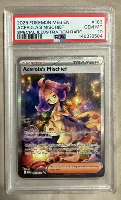 2025 Pokemon MEG EN Special Illustration Rare #183 Acerola's Mischief PSA 10 SIR - Image 1