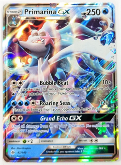 Pokemon TCG Primarina GX Sun & Moon Base Set 42/149 Holo Ultra Rare NM - Image 1