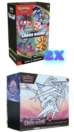 Pokemon TCG: Pokemon Center Chaos Rising ETB and 2x Booster Bundles. PRESALE - Image 1