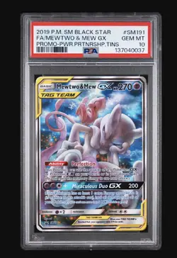 PSA 10 Mewtwo & Mew GX SM191 Alternate Alt Art Promo Tag Team Pokemon Card Eng - Image 1