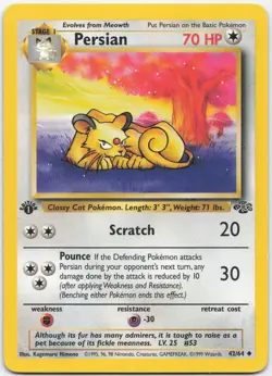 Persian 42/64 Uncommon Jungle Pokemon 1st Edition Moderately Played - Image 1