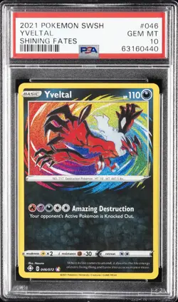 2021 POKEMON SWORD & SHIELD SHINING FATES #046 YVELTAL PSA 10 - Image 1