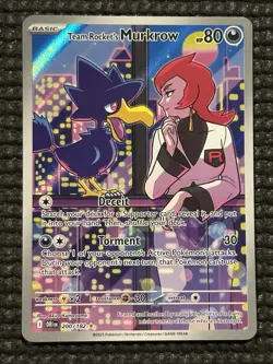 Team Rocket's Murkrow 200/182 Pokemon Destined Rivals Illustration Rare Holo NM - Image 2
