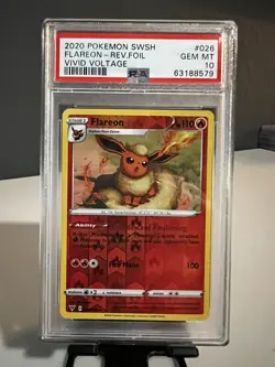 2020 Pokemon SWSH Vivid Voltage - #026 Flareon [Reverse Holo] - PSA 10 - Image 1