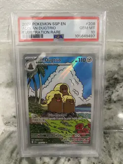2024 POKEMON SSP EN ALOLAN DUGTRIO ILLUSTRATION RARE #208/191 PSA 10 - Image 1