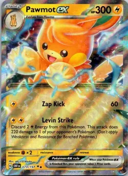 Pawmot ex 073/197 Obsidian Flames Double Rare Holo Pokemon TCG Card NM - Image 1
