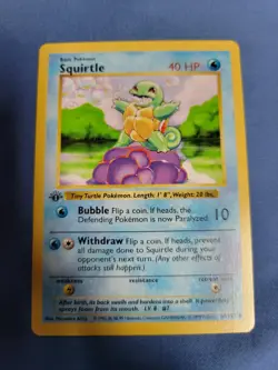 Pokemon Card Squirtle 1st Edition Shadowless Base Set 63/102 Common WOTC 1999 - Image 1