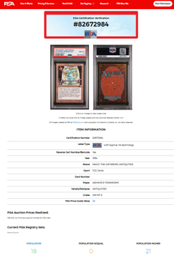 1994 MTG Magic the Gathering Antiquities Ashnod's Transmogrant WOTC PSA 8 NM-MT - Image 3