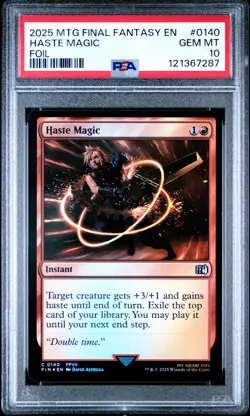 2025 MTG FINAL FANTASY FOIL #0140 HASTE MAGIC PSA 10 - Image 1