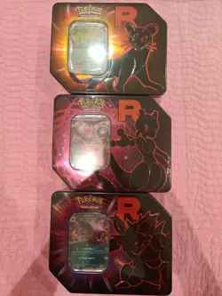 🔥Pokemon Destined Rivals Team Rocket Tins Set of 3 Mewtwo Nidoking Persian📈 - Image 1