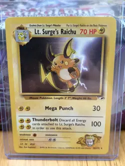 Pokemon TCG Lt. Surge's Raichu ⚡ 28/132 Gym Heroes 💪🏻 Non Holo Rare WOTC LP - Image 2