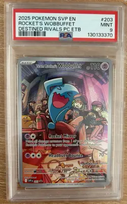 Team Rocket's Wobbuffet Pokemon Center Exclusive Holo PSA 9 Destined Rivals ETB - Image 1