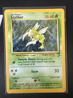 2000 Pokemon BASE II SCYTHER HOLO 17/130 RARE! MP - Image 1