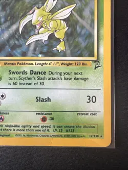 2000 Pokemon BASE II SCYTHER HOLO 17/130 RARE! MP - Image 4